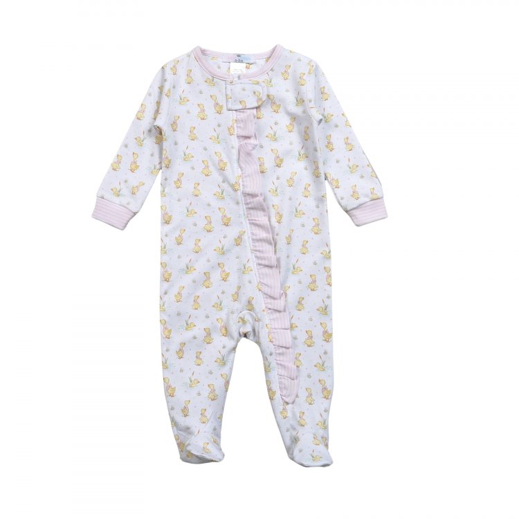 Ducks in the Pond Pink Zip Footie