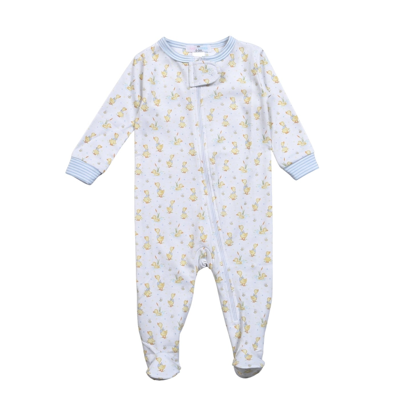 Ducks in the Pond Blue Zip Footie