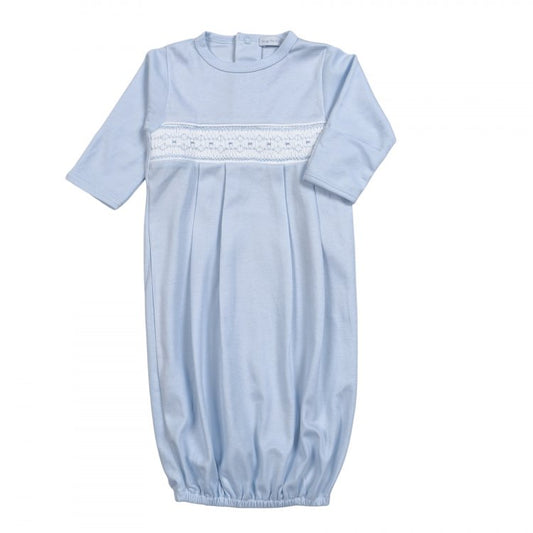 Blue Hand Smocked Pima Gown