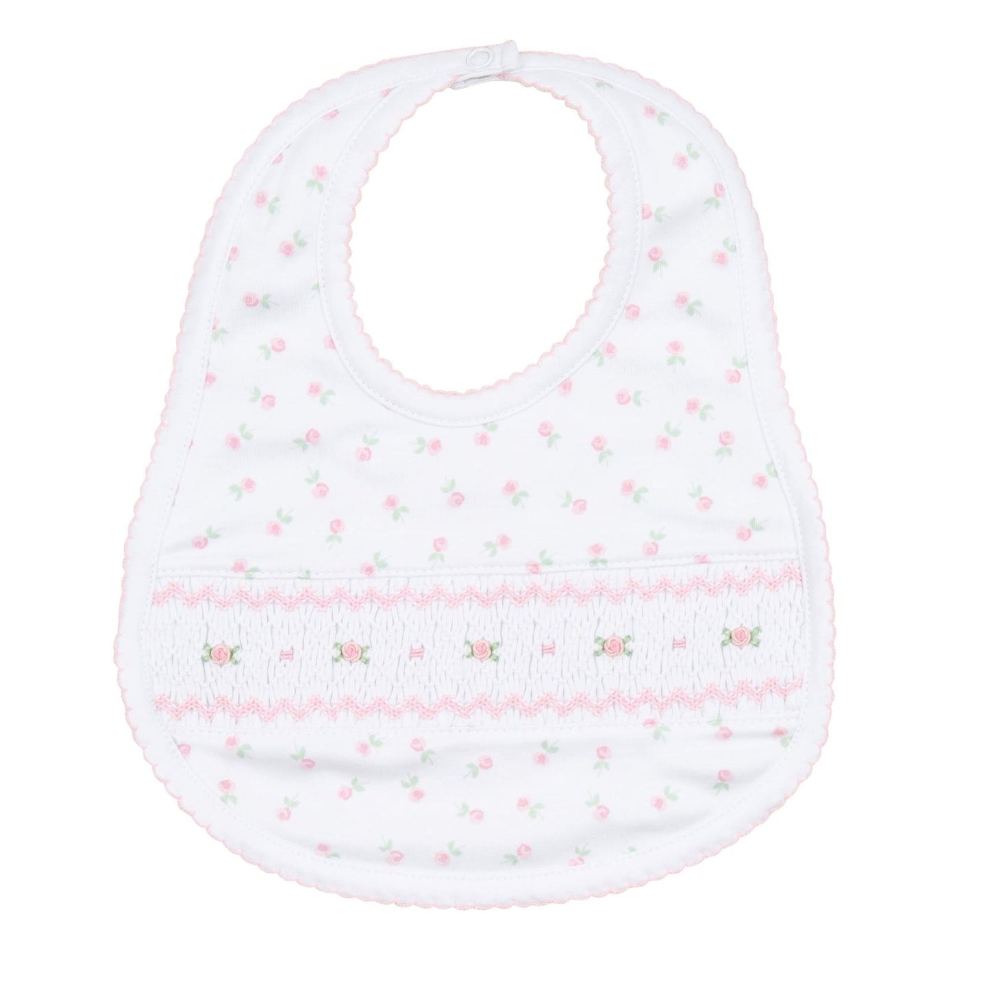 Pink Roses Smocked Bib