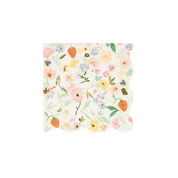 Elegant Floral Small Napkins (x 16)