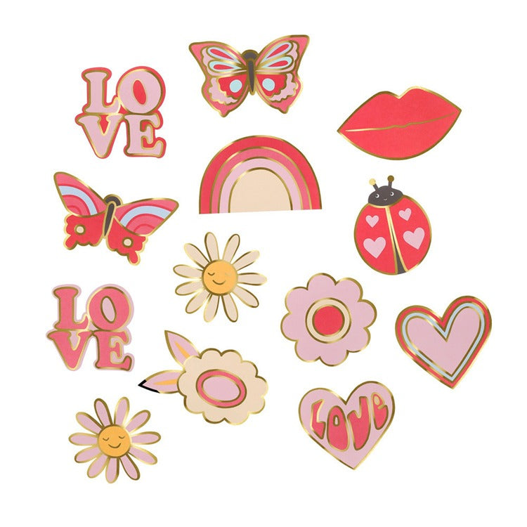 Groovy Love Shaped Stickers (x 25 stickers)
