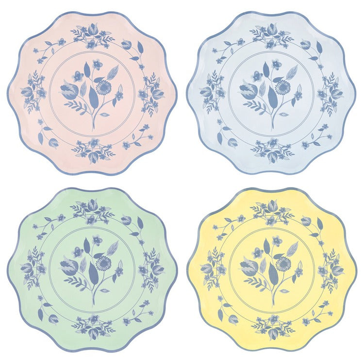 Vintage Botanical Dinner Plates (x 8)