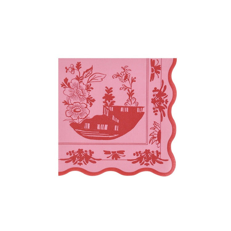 Pink Vintage Botanical Small Napkins (x 16)