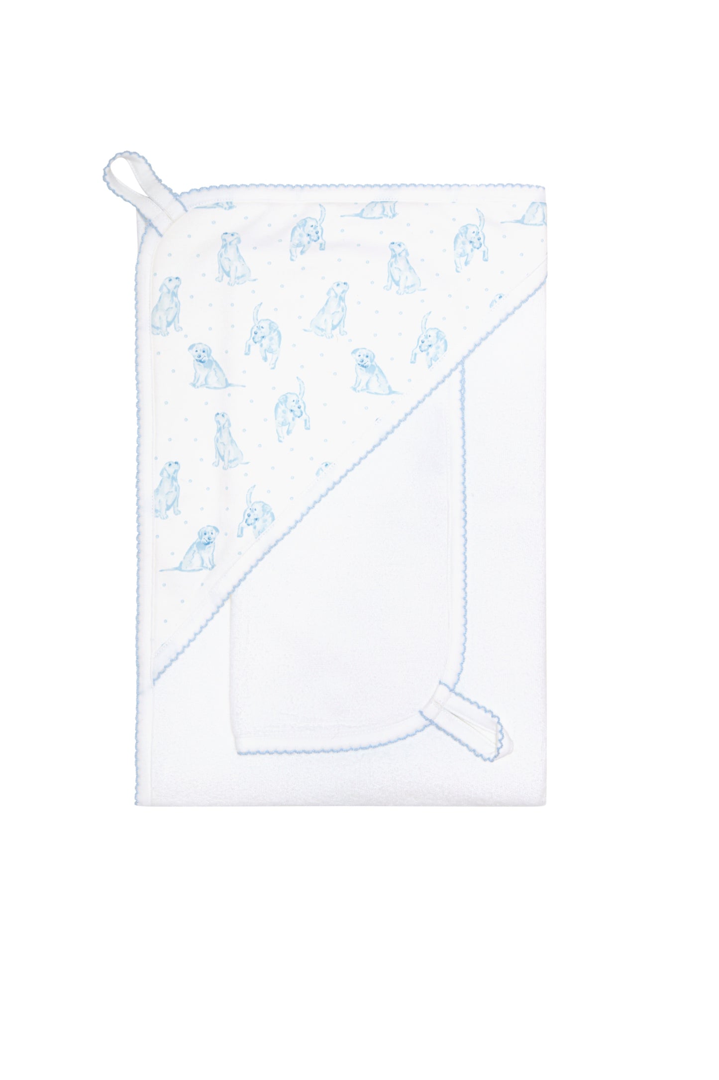 Blue Puppy Print Hooded Towel