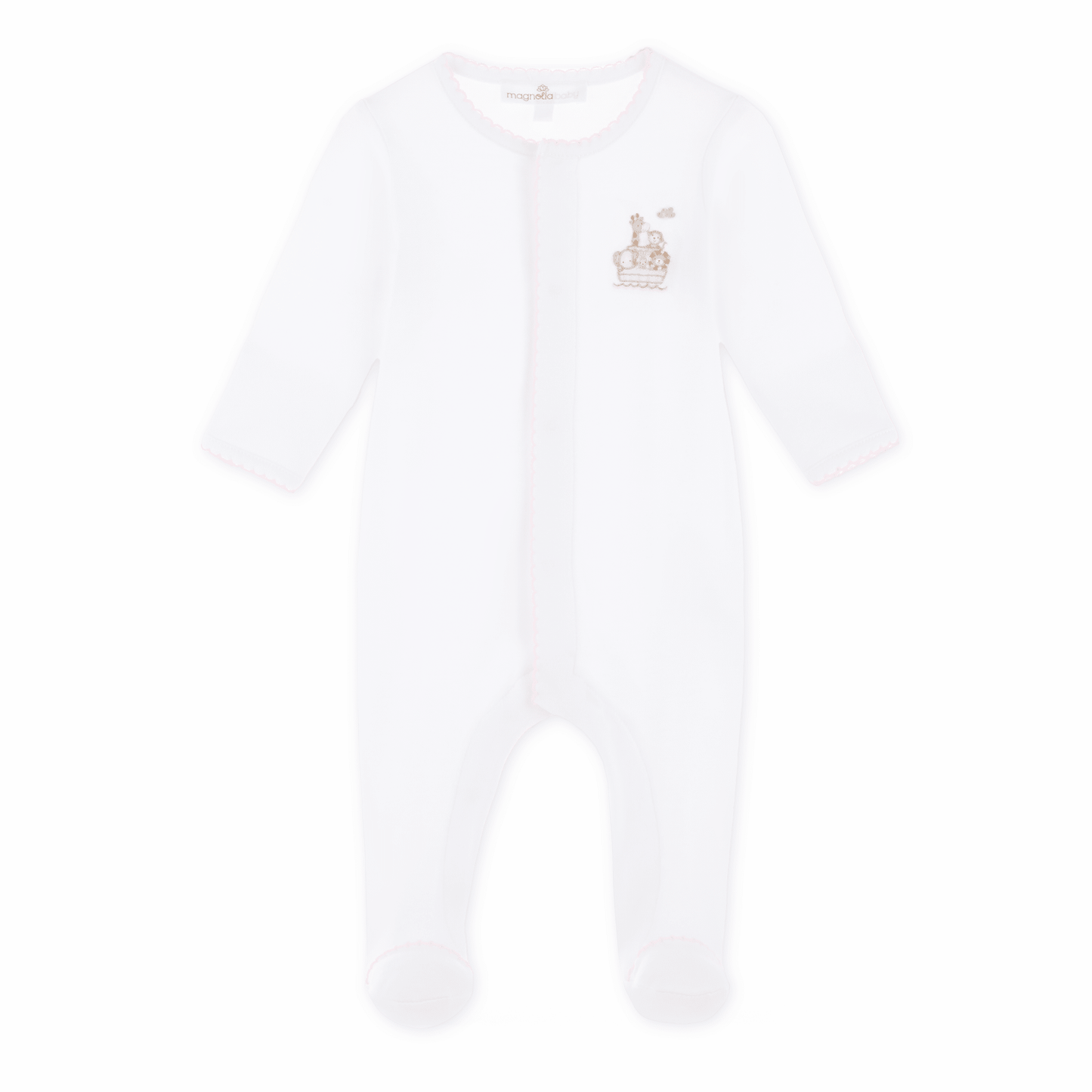 Noah's Ark Zip Footie - Pink