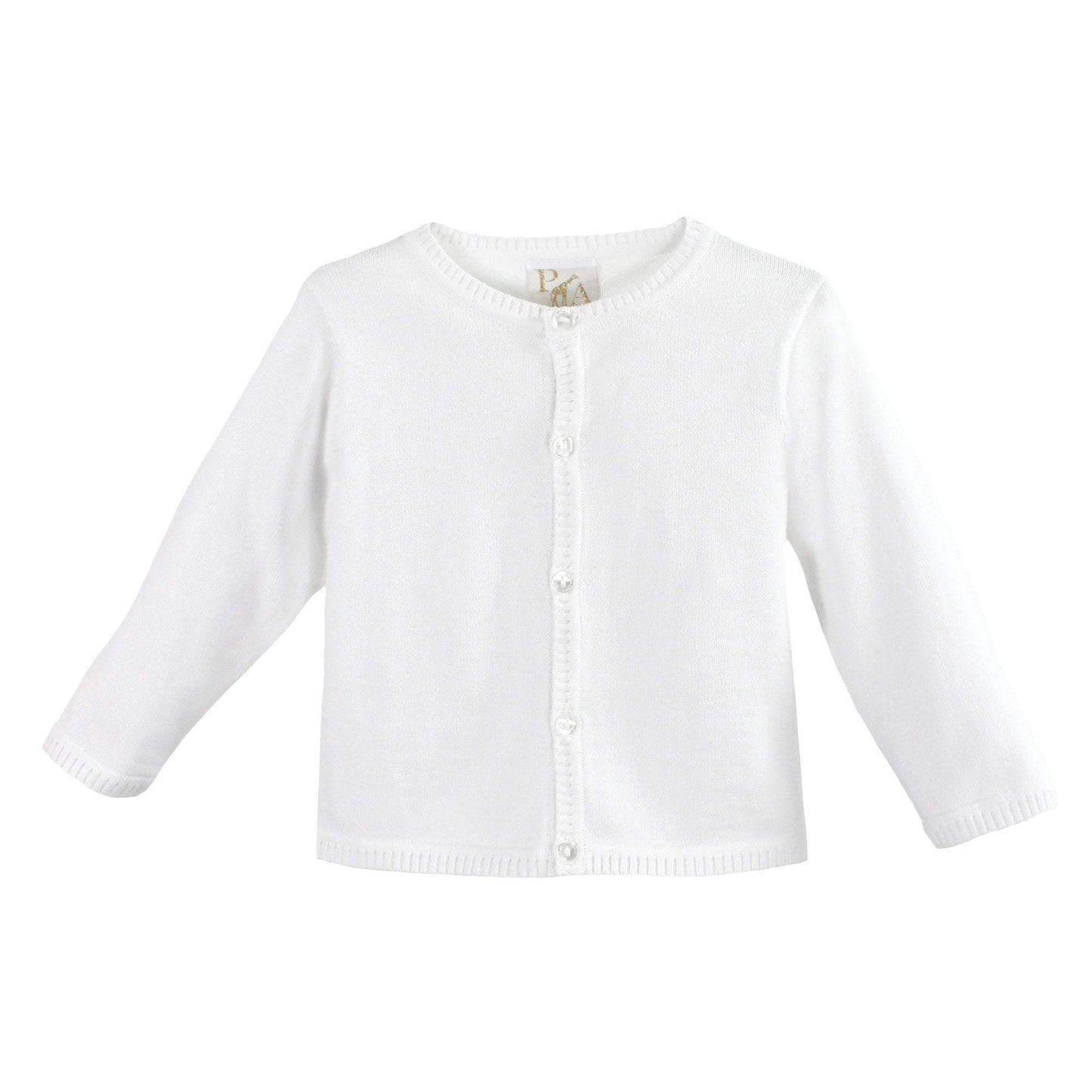 White Ladder Edge Basic Cardigan Sweater