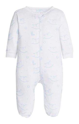 Zippered Footie - Blue Rocking Horse