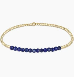 Gold Bliss 3mm Bead Gemstone Bracelet - Lapis