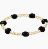 Admire Gold Bead Gemstone Bracelet - Faceted Onyx