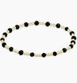 Gold Sincerity Bead Gemstone Bracelet - Faceted Onyx