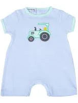 Tractor Time Short Playsuit Blue