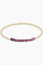 Gold Bliss 2mm Bead Gemstone Bracelet - Ruby