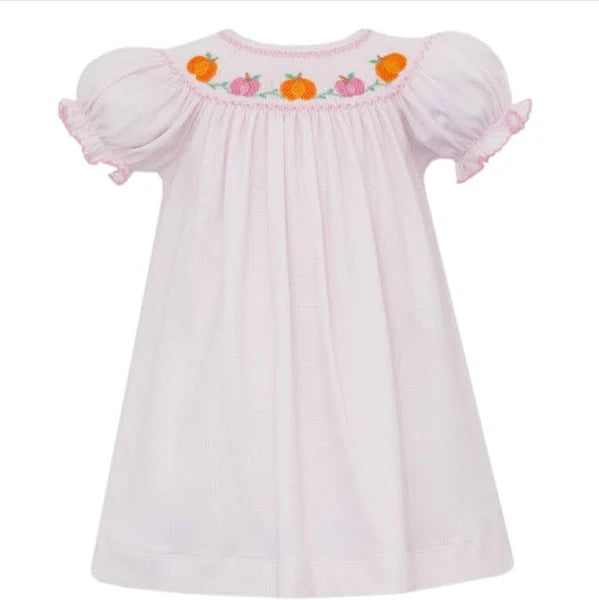 Pink Check Pumpkins Smocked Bishop