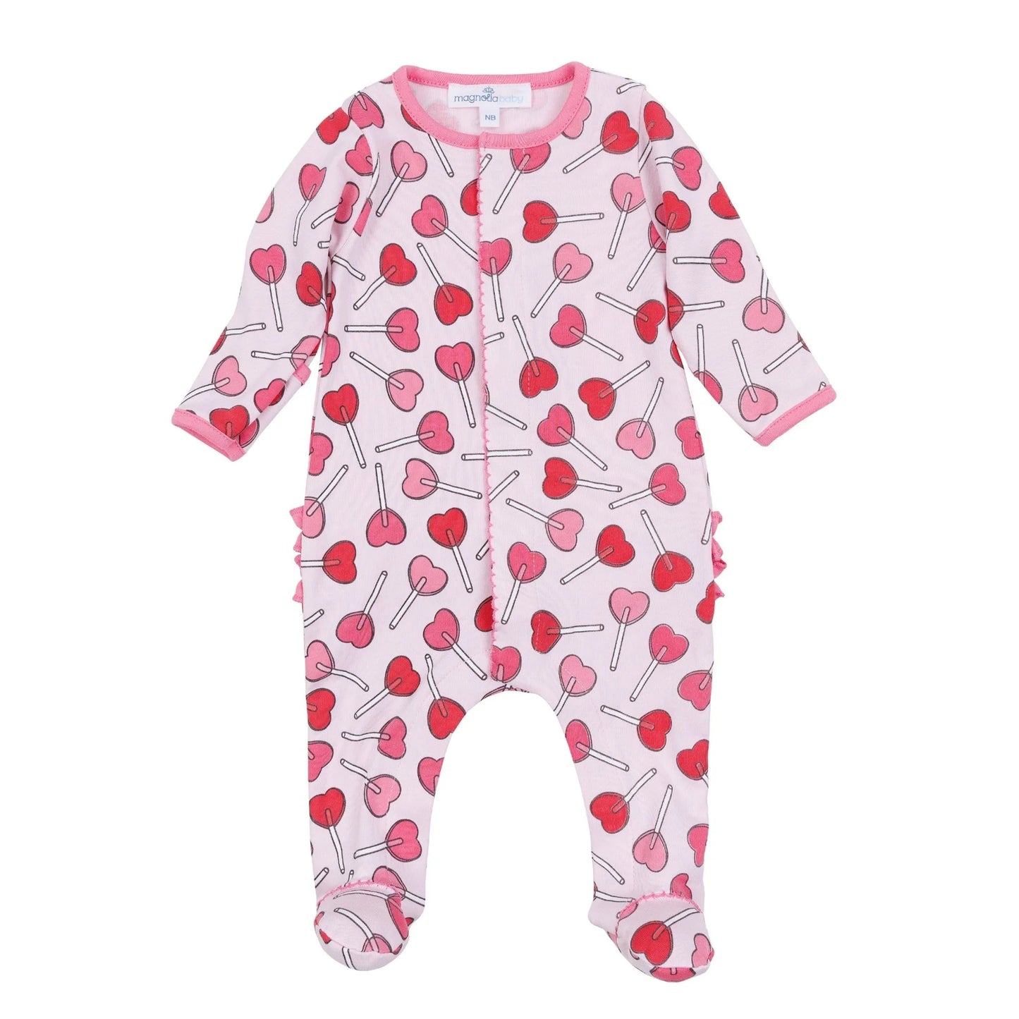 Sweetheart Pops Ruffle Zipper Footie