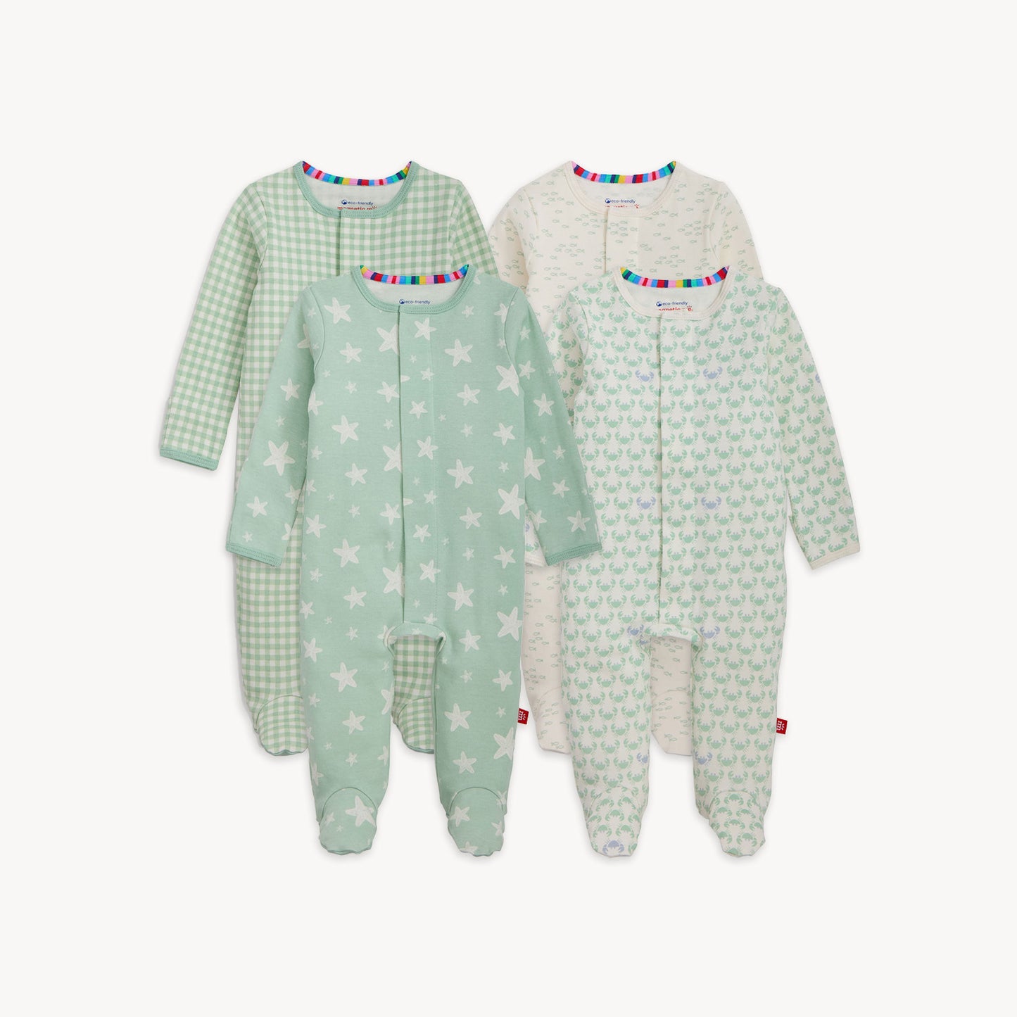 Organic Cotton Footie Bndl 4 Pack Grn Multi