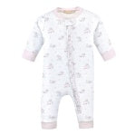 Tiny Baby Sheep - Girl Printed Pima Zipped Coverall With Ruffles