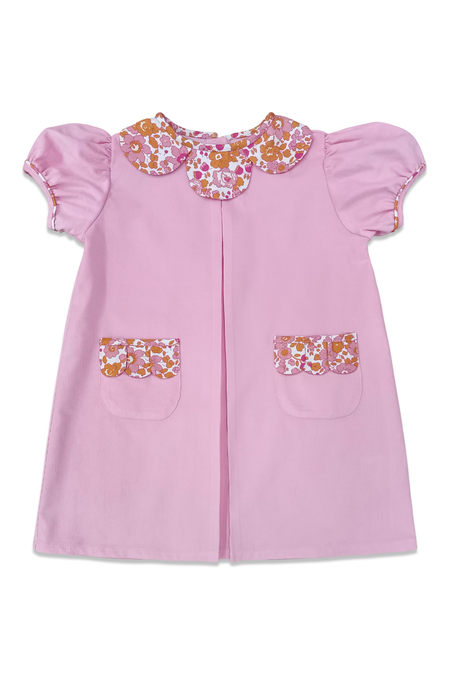 Pink Corduroy Blair Dress Floral Collar