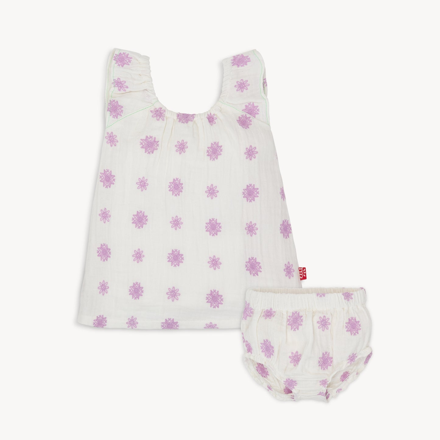 Lilac Embroidery Cotton Top + Diaper Cover