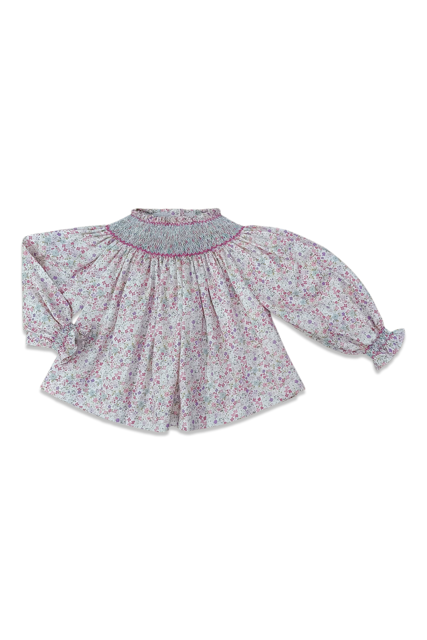 Long Sleeve Adison Blouse Aster Pink & Blue Floral