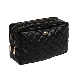 2-Way Toiletry Bag  Black Quilted