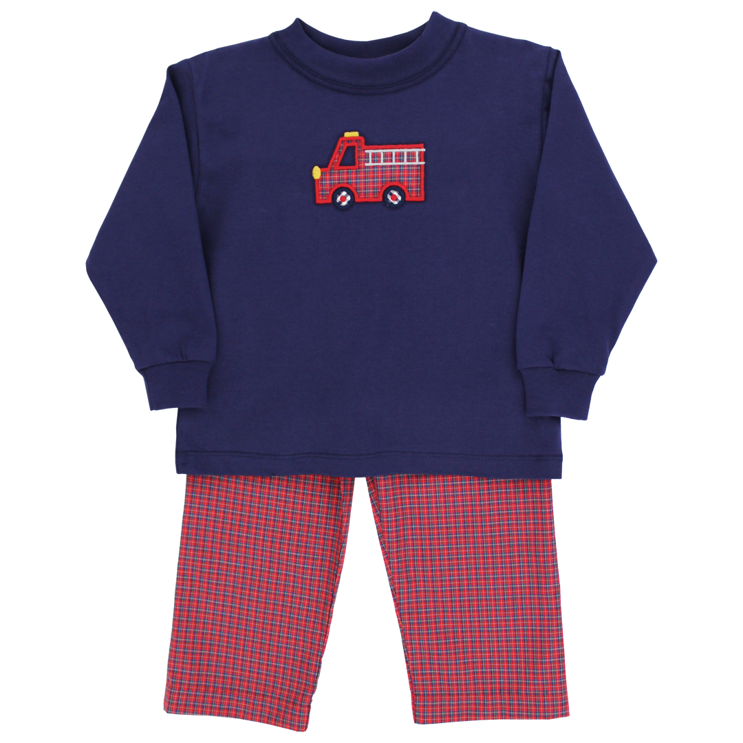 Plaid Firetruck Pant Set