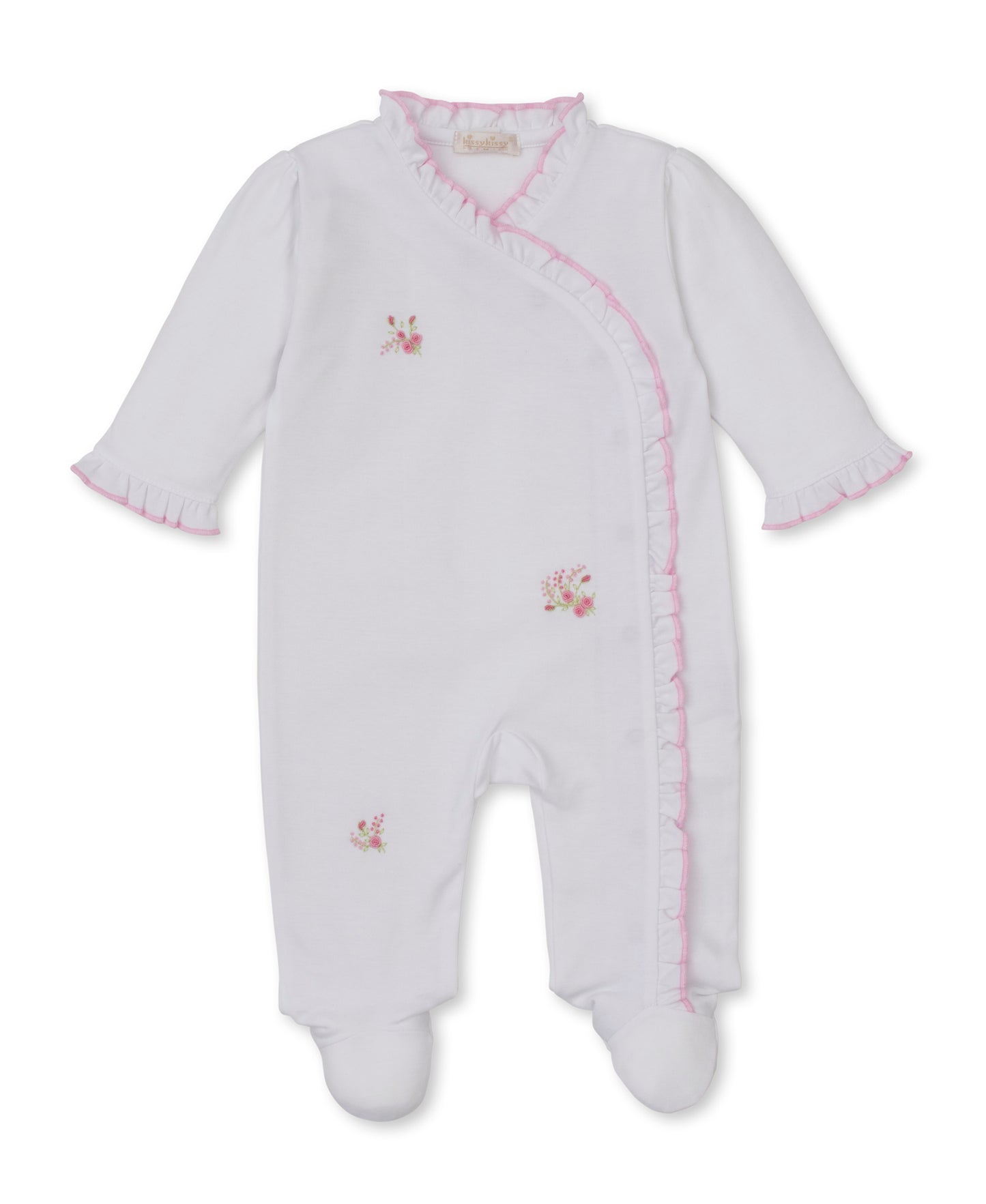 Hand Embroidered Victorian Roses Footie