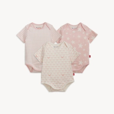 Organic Cotton Bodysuit Bndl 3 Pck Pink Multi