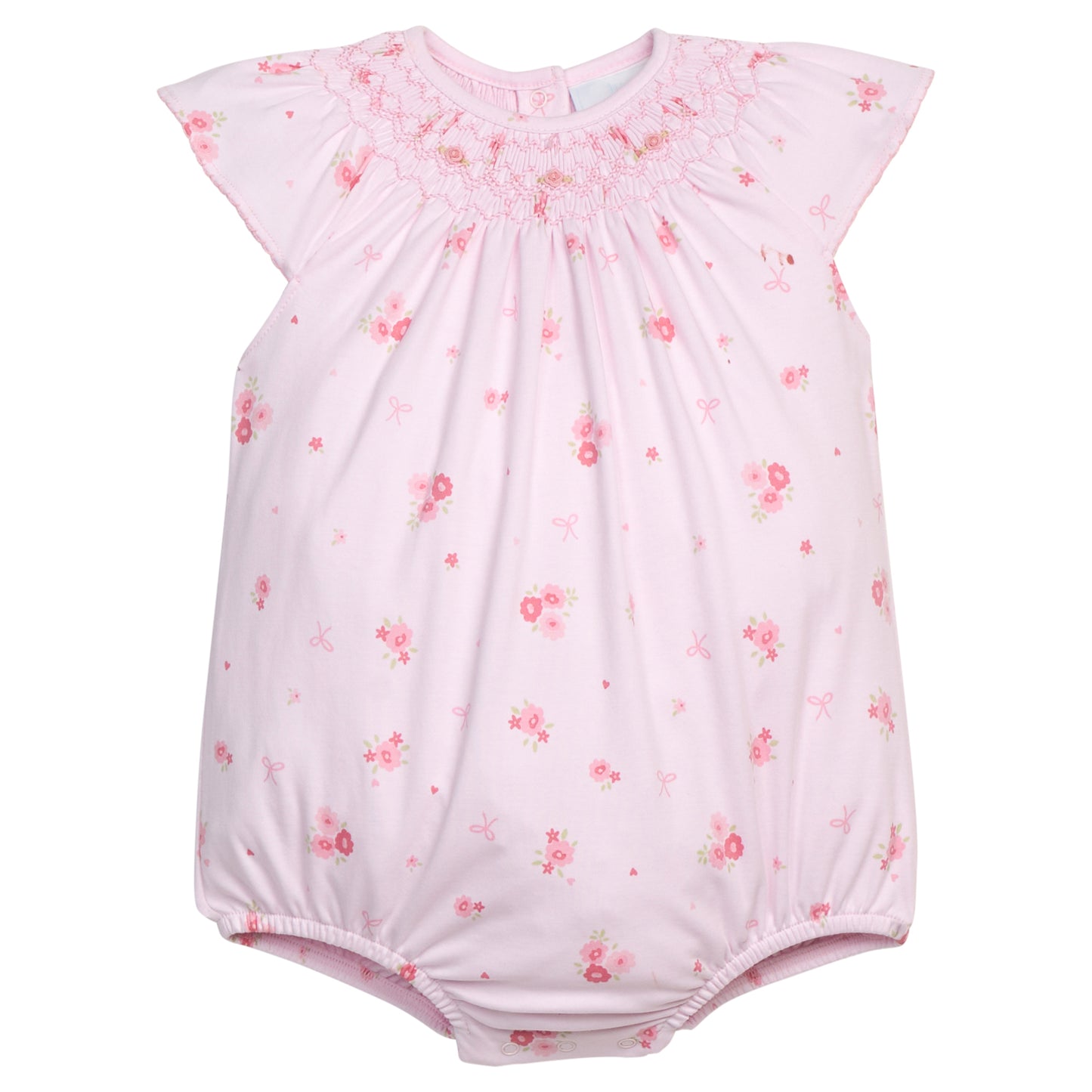 Pink Smocked Bishop Bubble - Primrose Floral