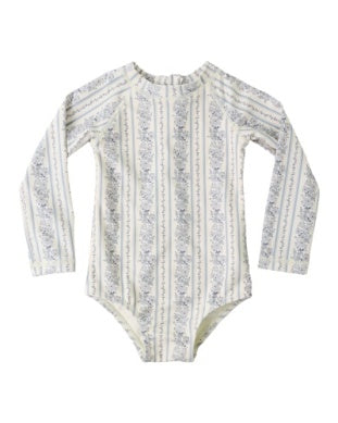 Delphine Rash Guard One-Piece Blue Floral