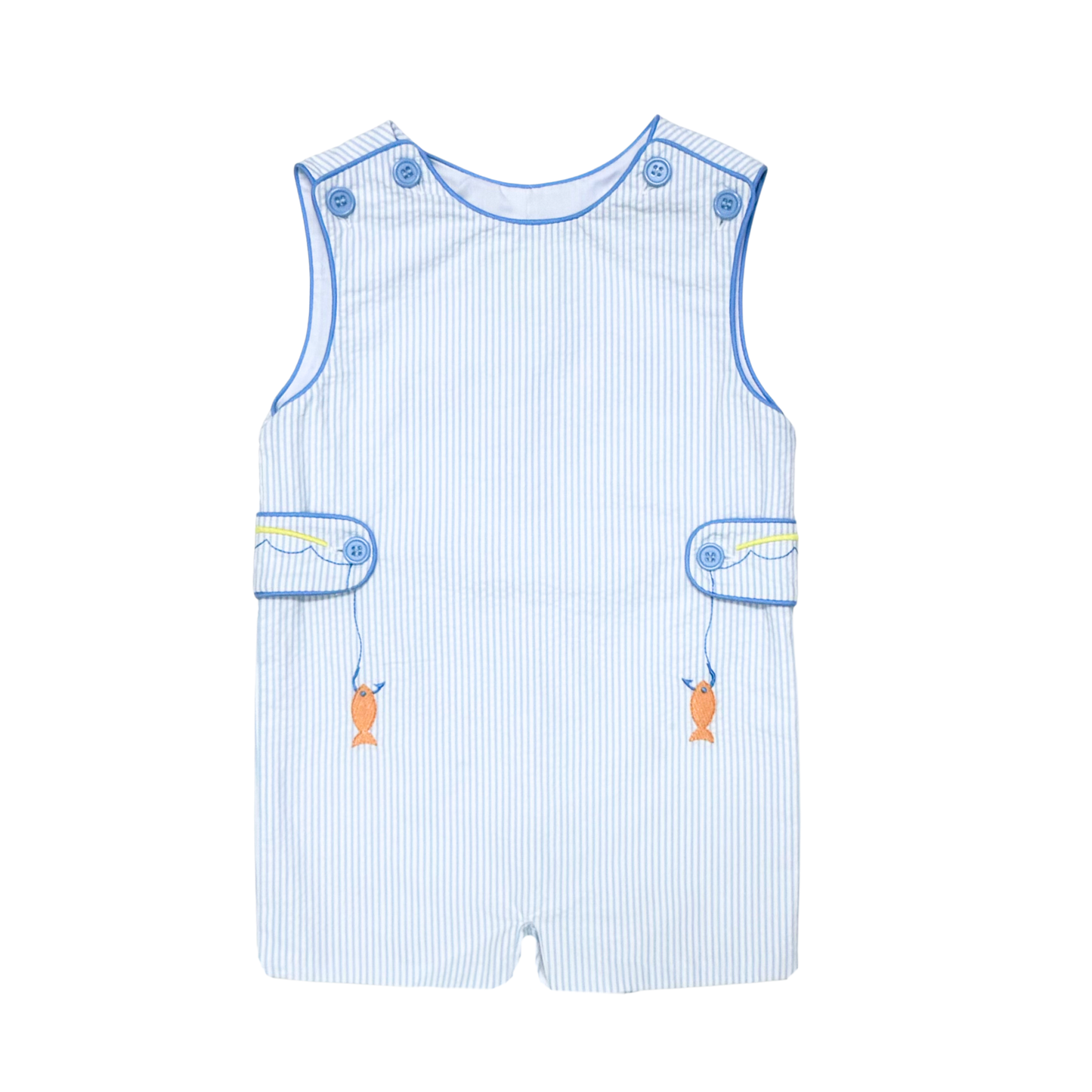 Fishing Lure Blue Seersucker Shortall