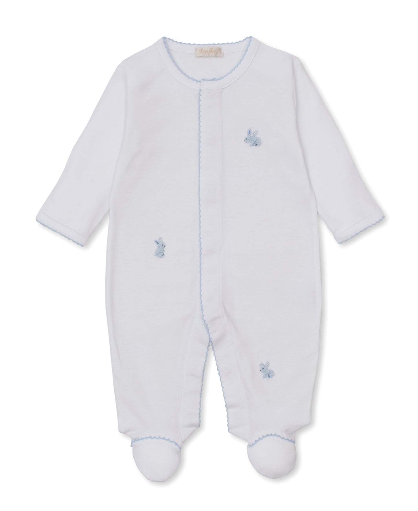 Premier Spring Footie Light Blue Emb Bunny