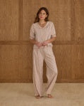 Women's Ruffle Pajamas-Candy Cane Stripe