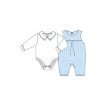 Blue Braided Overall W/Embroidered Collar