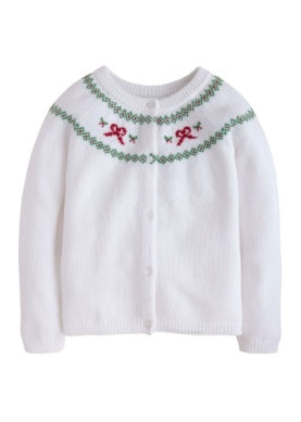 Fair Isle Cardigan - Holiday Bow
