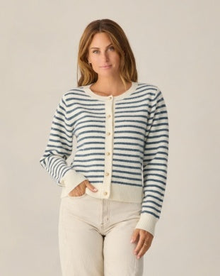 Women Classic Cardigan Maritime Stripe