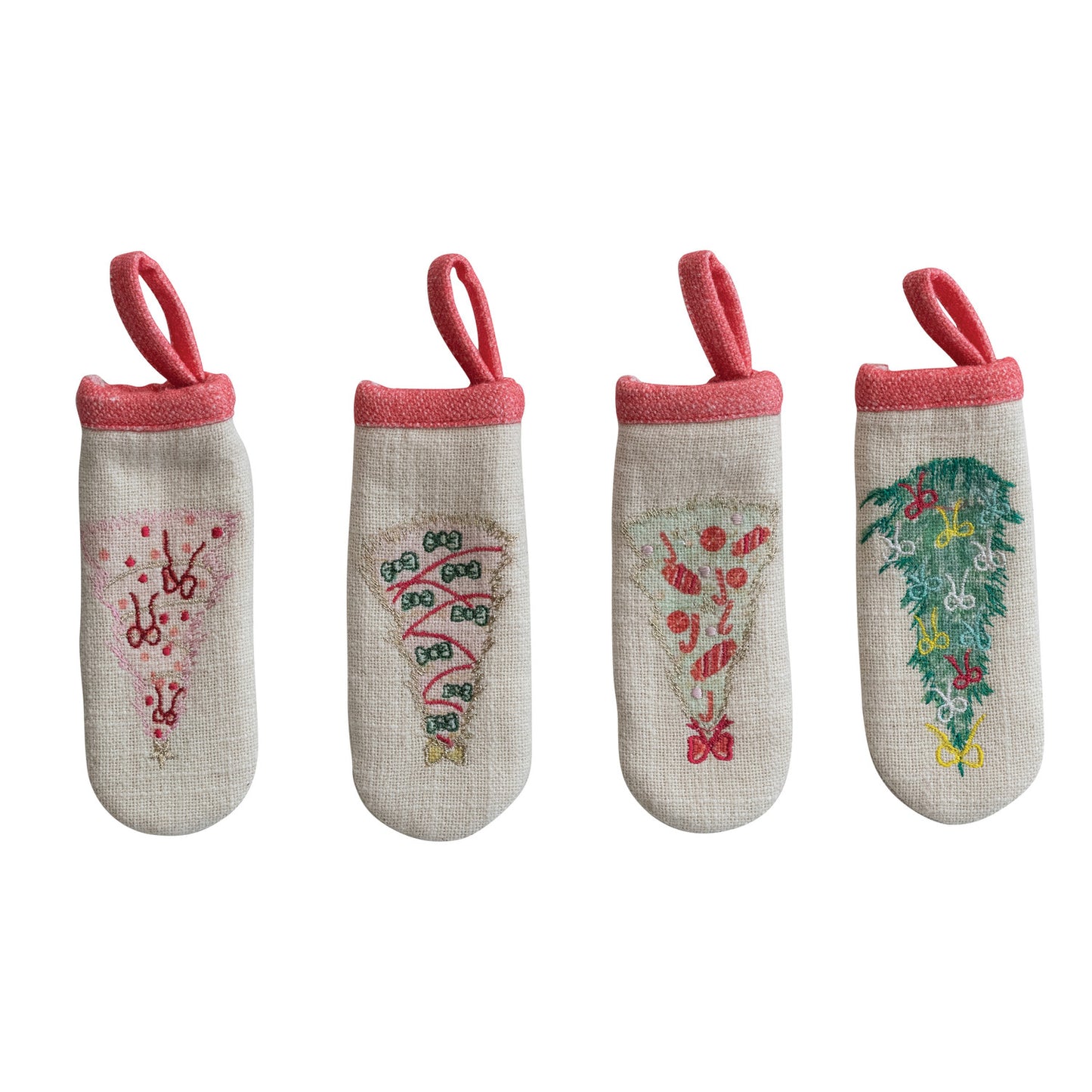 Printed Pot Handle Cover with Embroidered Christmas Tree, 4 Styles ©