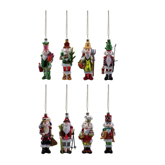 5-1/4"H Glass Nutcracker Ornament with Glitter, 8 Styles ©