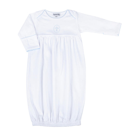 Blessed Blue Embroidered Gathered Gown