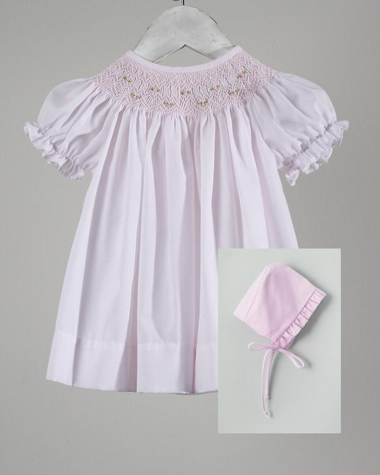 Light Pink Geometric Iris Dress, Bonnet Included