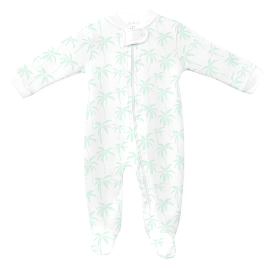 Green Palm Trees Zip Footie