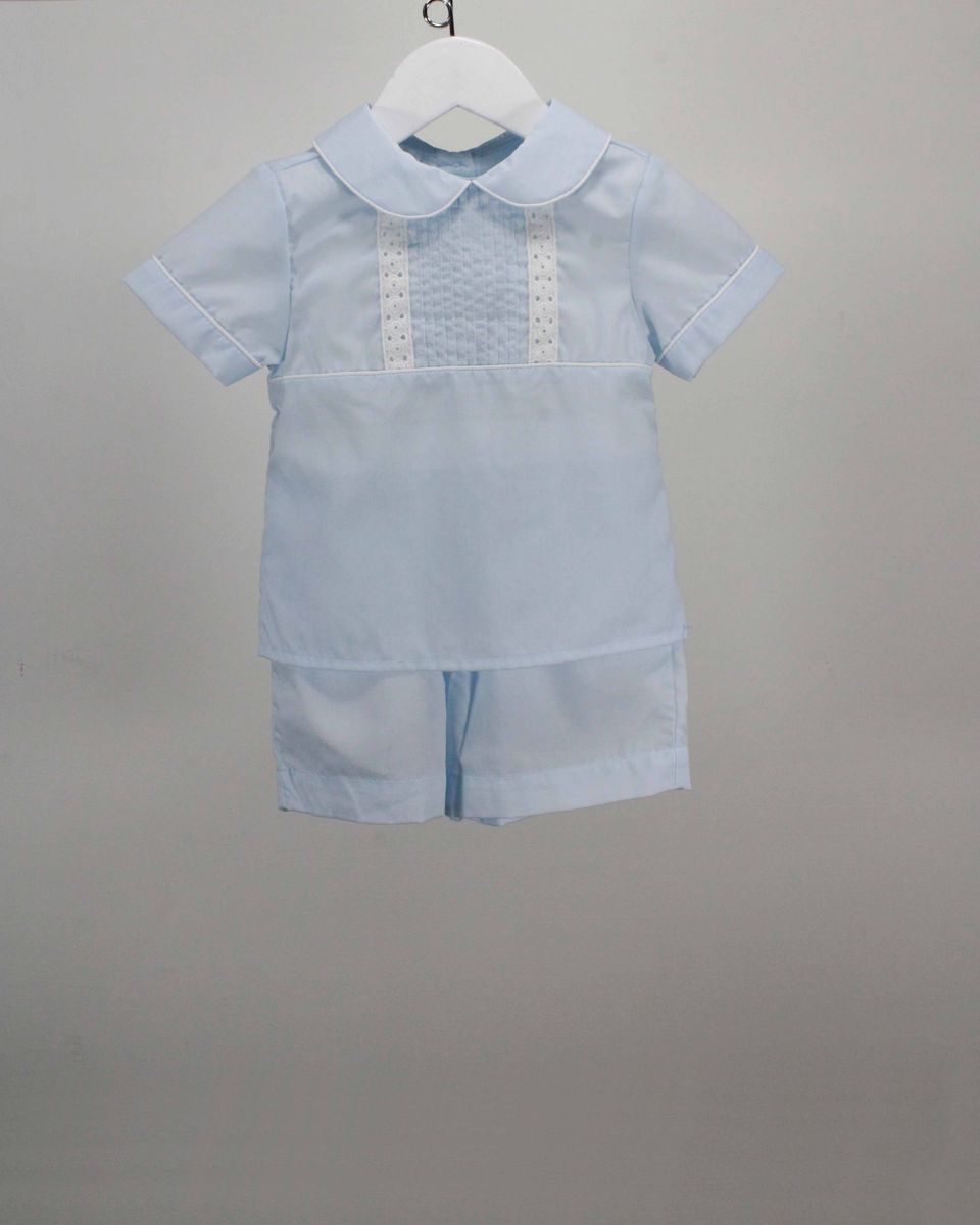 Light Blue Boy Set w/White Lace on Shirt