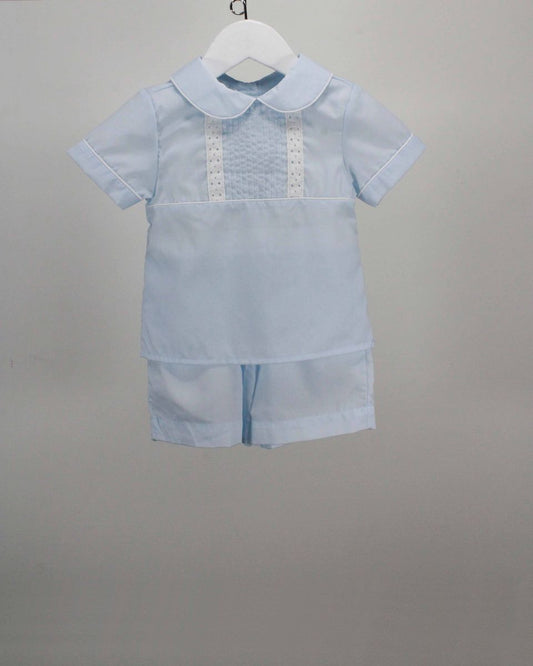 Light Blue Boy Set w/White Lace on Shirt