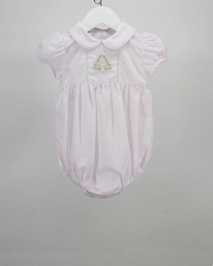 Pink Bubble w/ Colorful Embroidered Flowers