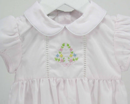 Pink Bubble w/ Colorful Embroidered Flowers