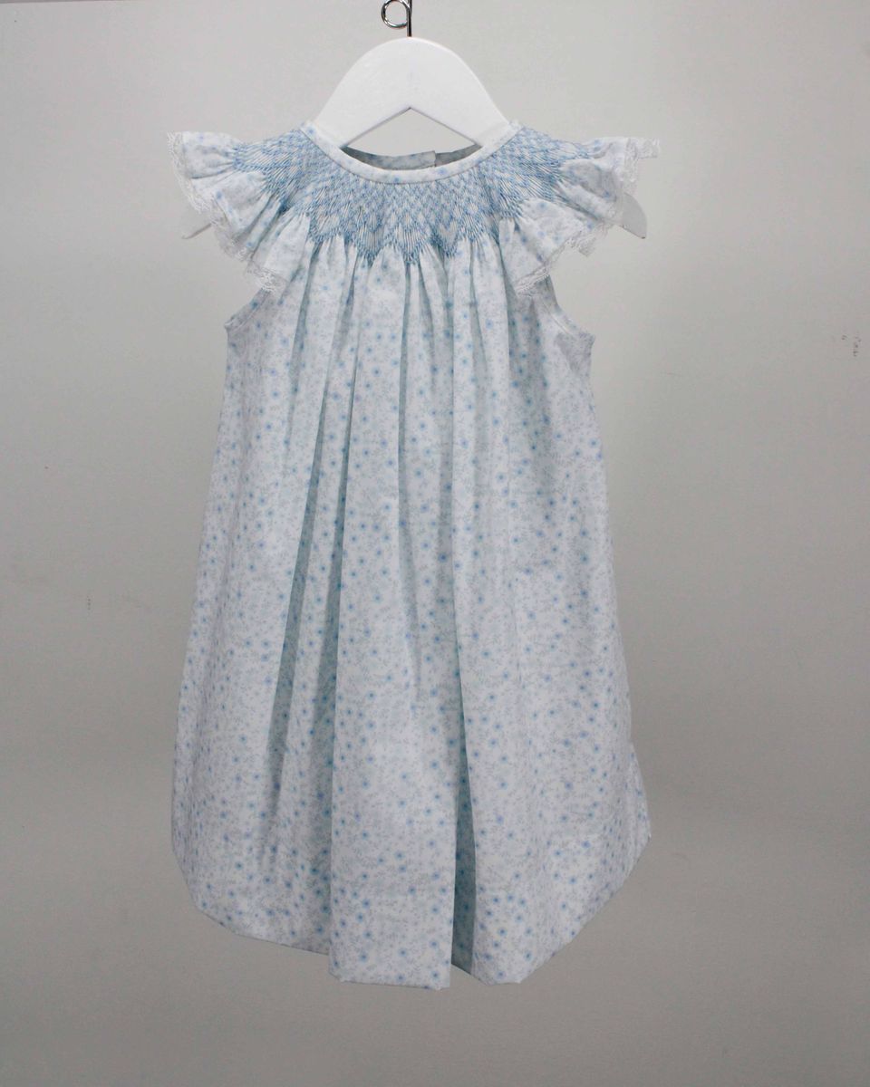 Smocked Blue Floral Dress