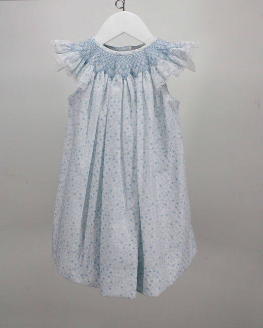 Smocked Blue Floral Dress