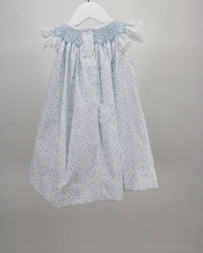 Smocked Blue Floral Dress