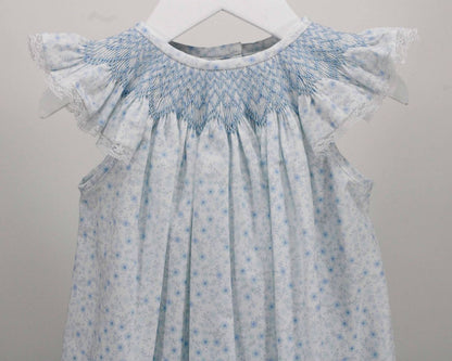 Smocked Blue Floral Dress