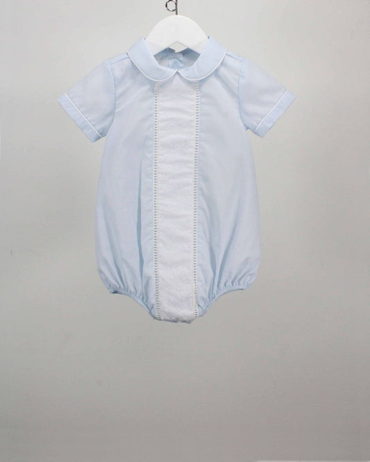 Light Blue Boy Bubble w/White Embroidered Dots